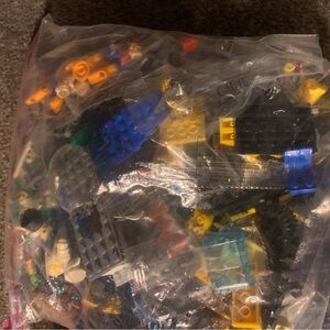 Mixed Building Brick Toy Bag - Blue, Yellow, Black Set bundle
